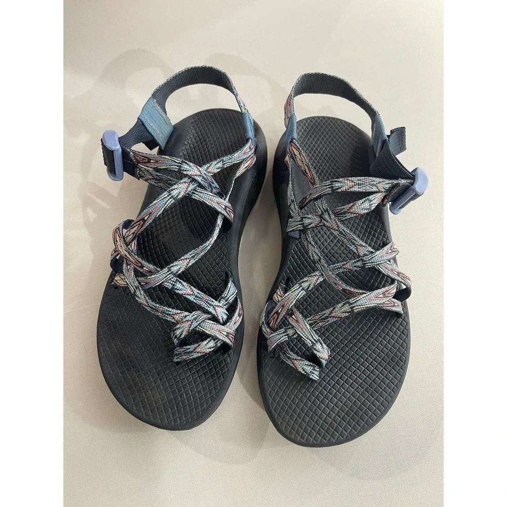 Womens Chaco Z Cloud X2 Sandals Size 9 Strappy Adjustable Hiking Blue Pattern